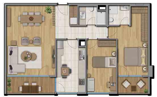 HOUSING UNIT PLANS + 9 9 6 7 + D Total Sales Area:,07 m -Living Room: 6, m -Kitchen: 0, m