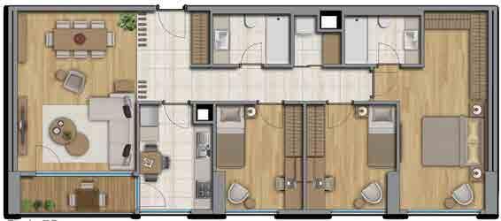 -Hallway: 6, m 9-Bathroom:,00 m 0-Balcony:,69 m -Laundry Room:,0 m Storage:, m 0 7 6 9 0 + C