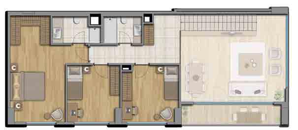HOUSING UNIT PLANS + DUPLEX Upper Floor 0 6 7 Lower Floor 9 + DUB A Total Sales Area:,99 m -Living Room:, m -Kitchen: 0,7 m -Entrance Hall:, m -Master Bedroom: 0,07 m