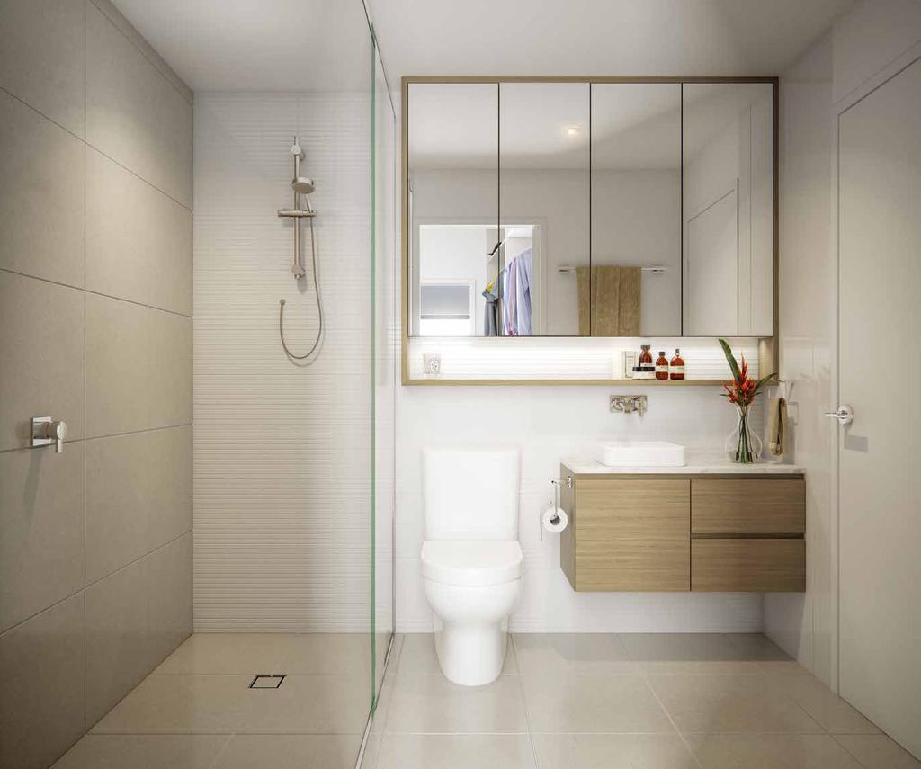 Artist Impression The generous bathrooms and ensuites, with modernist colour palettes, showcase a premium contemporary aesthetic with the inspired combination of stone-look floor
