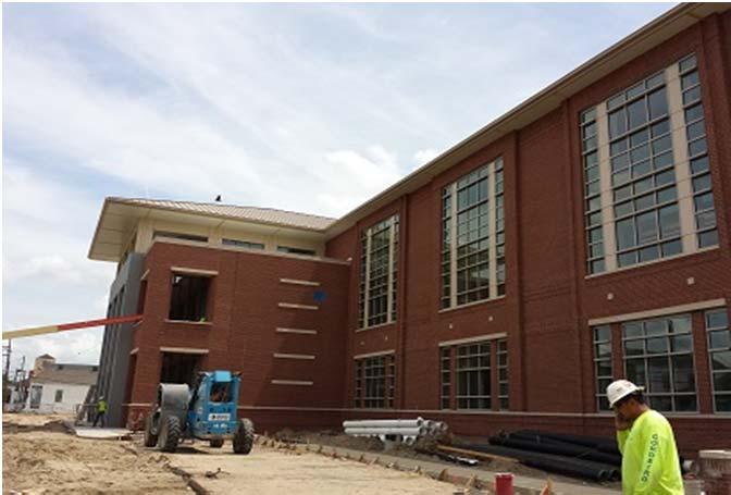 Orleans, LA 70119 Scope of work: New Pre-K 8 School, QSCB, NMTC, Insurance Proceeds Architect Holly & Smith Architects Contractor Gibbs Construction Construction Phase Brick masonry installation to