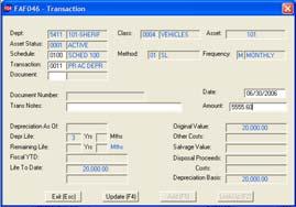 Depreciation Transaction Select transaction 11 Prior Accumulated Depreciation Date The transaction