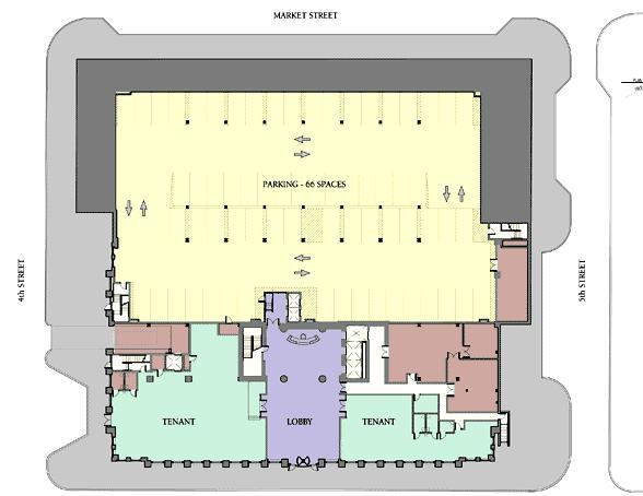 First Floor Plan MARKET STREET DETAIL: 2-story lobby features marble flooring, advanced security and high-speed elevators