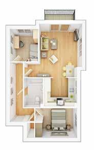 Plot 28 Kitchen 2.92m x 2.50m 9'7" x 8'2" Living/Dining Area (min.) 4.27m x 3.40m 13'11" x 11'1" Bedroom 1 (max.) 4.72m x 2.77m 15'5" x 9'1" Bedroom 2 2.