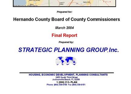 SPG s report provided an introduction to the study and general economic data on Hernando County overall, housing market by submarket areas within the county, findings of the Hernando County