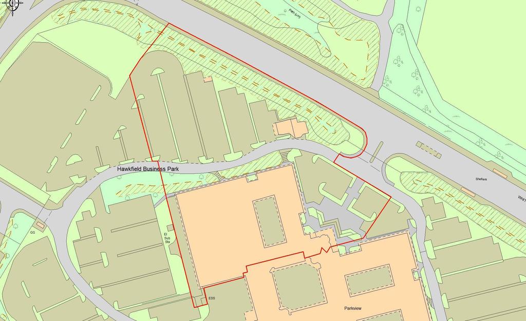 The building occupies a site area of approximately 3.7 acres which includes 192 surface level parking spaces. Vehicular access is taken via a shared access directly from Whitchurch Lane.