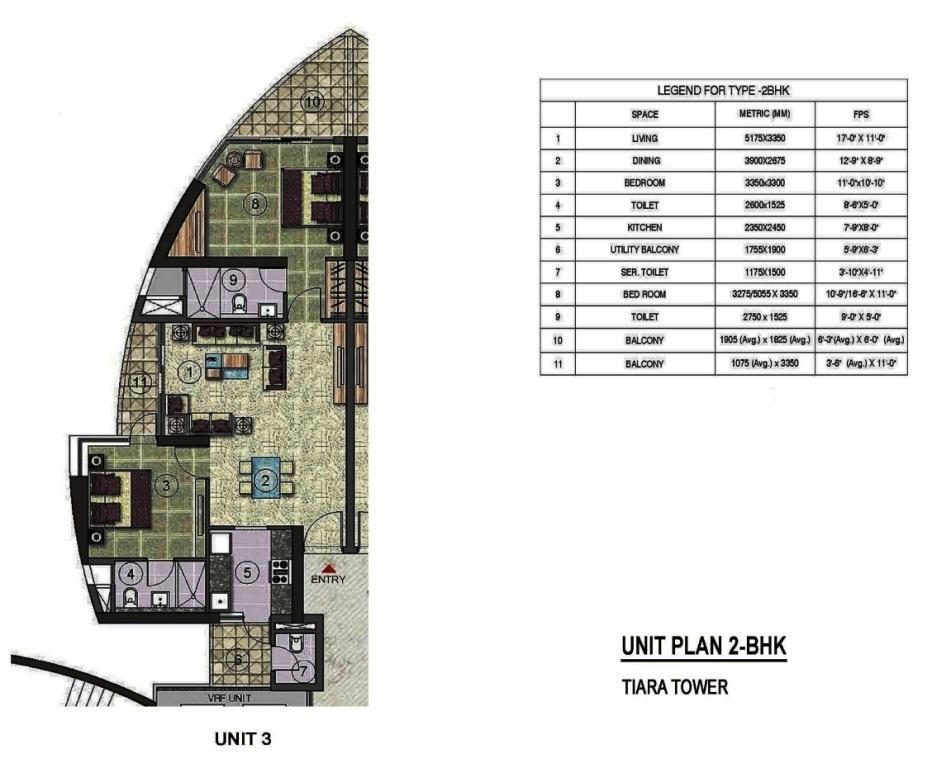 TYPICAL UNIT PLAN Unit Type Unit No. 2BHK 3 1st 4th and 15th 31st Area Covered Super In Sq. M In Sq. Ft In Sq. M In Sq. Ft 105.35 1134 134.