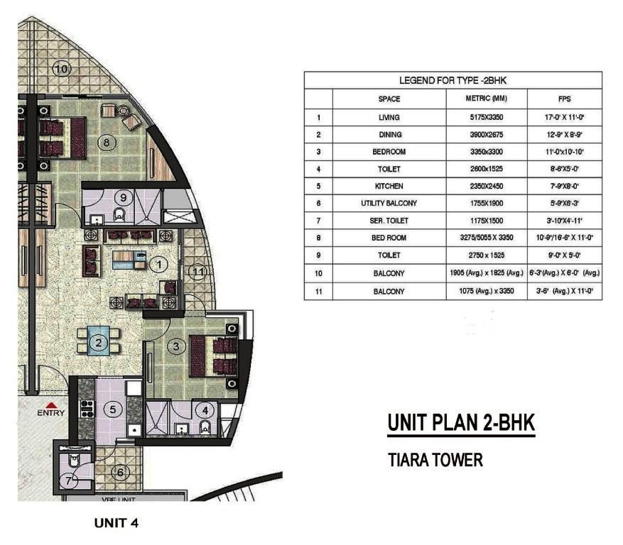 TYPICAL UNIT PLAN Unit Type Unit No. 2BHK 4 1st 4th and 15th 31st Area Covered Super In Sq. M In Sq. Ft In Sq. M In Sq. Ft 105.35 1134 134.