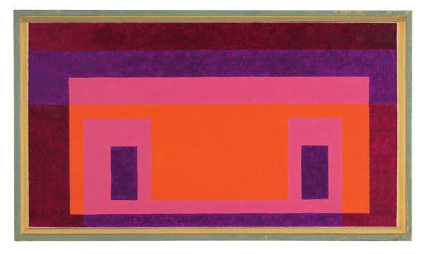 Josef Albers Variant/Adobe: Red, Violet, Rose Around Orange, 1948 Oil on masonite 15 26 3/8 in. 38.