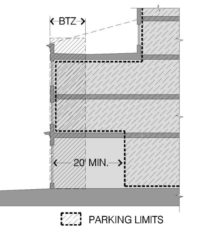BUILDING FORM PARKING LOCATION Parking areas located along Water Street shall be buffered from the sidewalk in compliance with one of