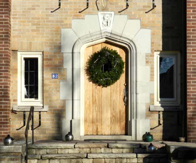 82 Morris Avenue Tudor Revival arch plank door and surround