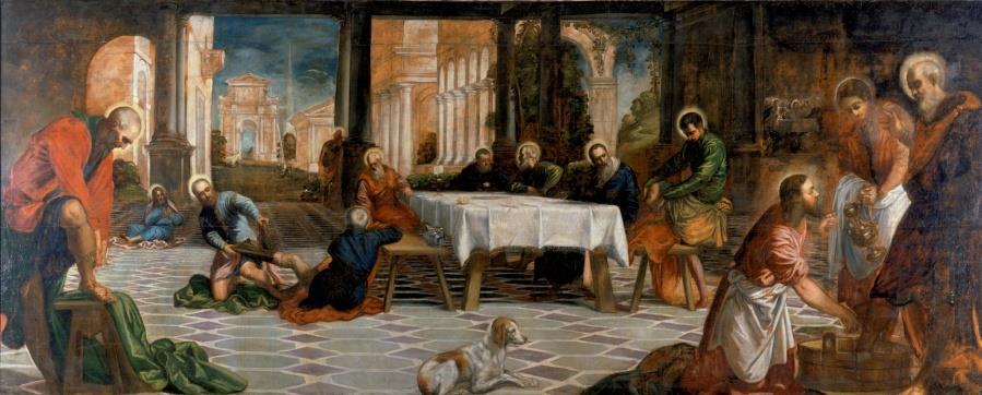 Christ Washing the Disciples' Feet by Jacopo Tintoretto An outstanding work is the major painting by the Venetian artist Jacopo Robusti Tintoretto (1518-1594).
