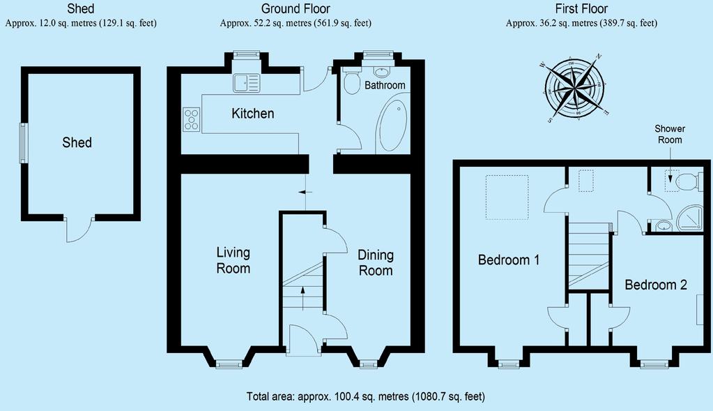 Approximate Dimensions Living Room 5.41m (17 9 ) x 3.45m (11 4 ) Kitchen 4.45m (14 7 ) x 2.65m (8 8 ) Dining Room 5.37m (17 7 ) x 3.00m (9 10 ) Bedroom 1 5.55m (18 3 ) x 2.97m (9 9 ) Bedroom 2 3.