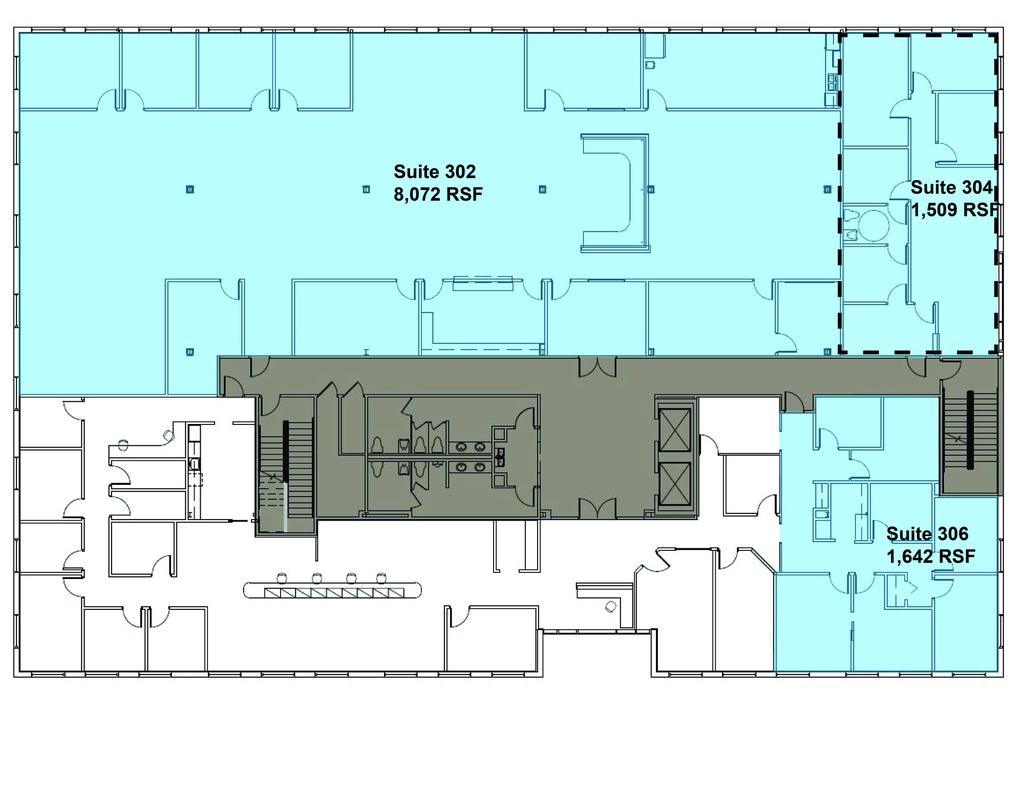 Floor Plan 1 3RD FLOOR - SUITES 302, 304 & 306 Up to 9,581 RSF Contiguous