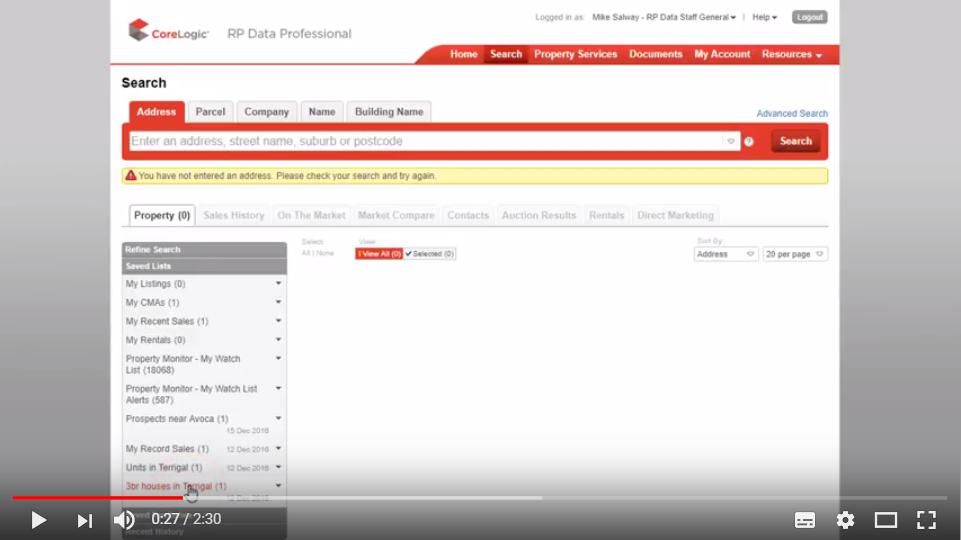 How to Videos You can access more information on how to use the features in the Property Tasks panel by watching our CoreLogic Academy