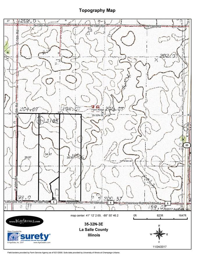 TOPOGRAPHICAL MAP OF 120 ACRE VERMILION TOWNSHIP,
