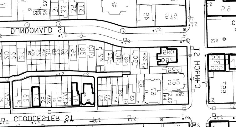 LOCATION MAP: CHURCH AND GLOUCESTER PROPERTIES ATTACHMENT NO. 1 The subject properties are within the dotted outline.