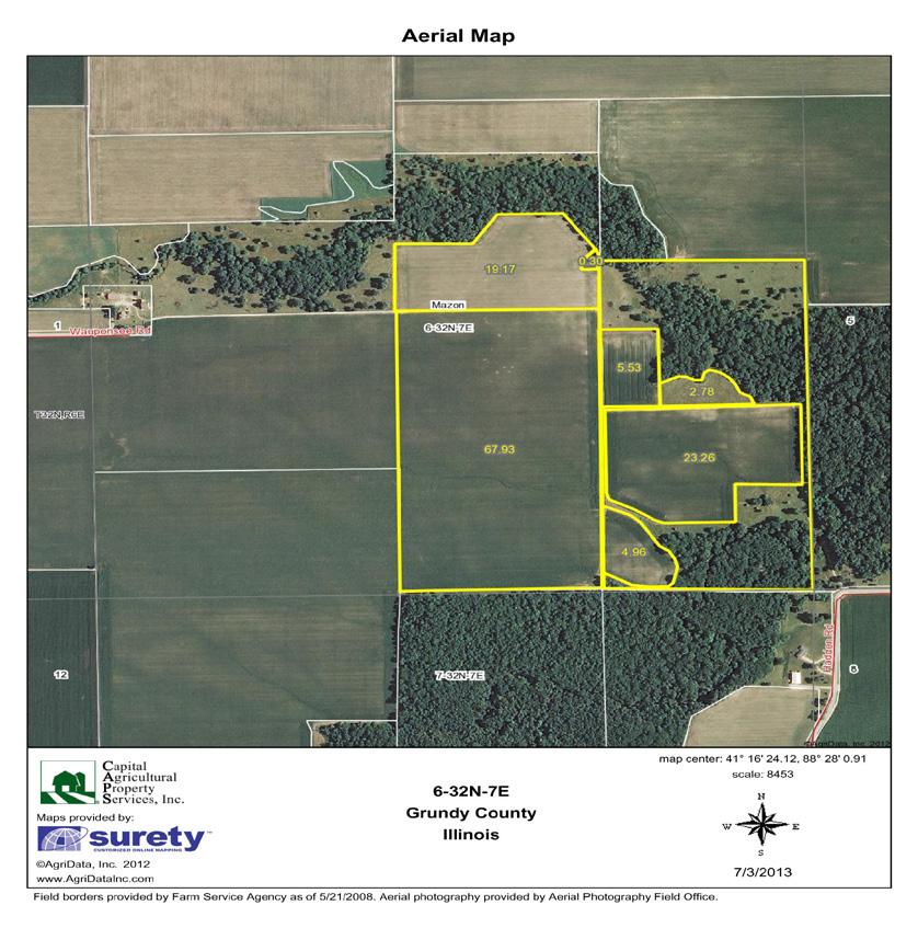 Aerial Photo & Topography Map 100± acres 6-32N-7E Grundy County,