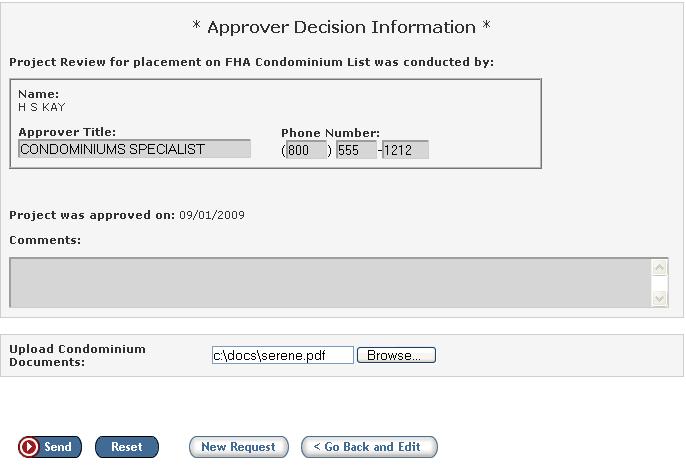 Approver Decision Information section of the page.