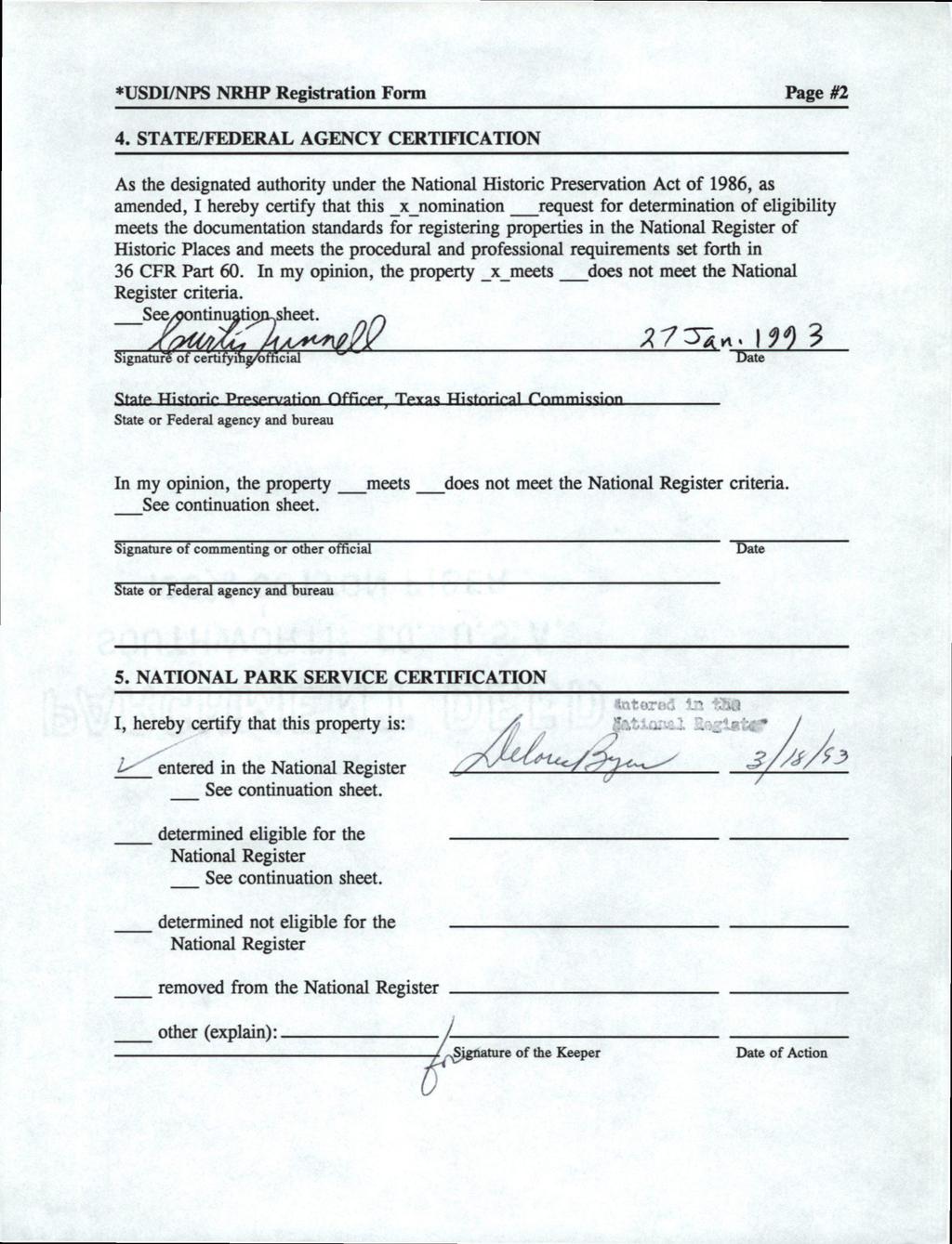 *USDI/NPS NRHP Registration Form Page #2 4.
