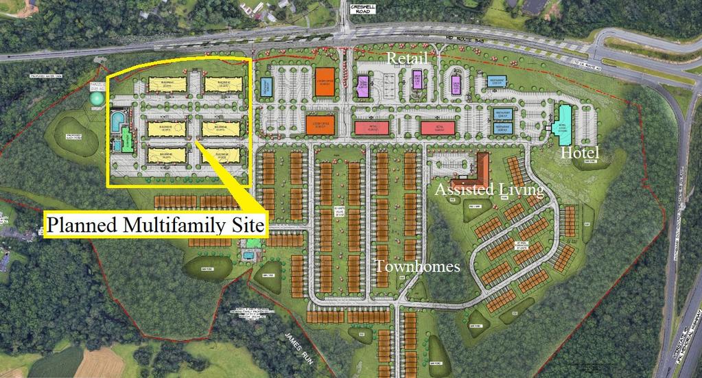 James Run 300+ Unit Multifamily Development Opportunity Mixed Use Project located at exit 80 on I-95 Site located in mixed use project sited at exit 80 on I-95 Planned for 300+ Surface Parked Units