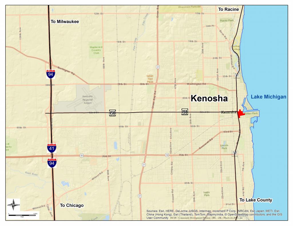 Location The core area of the Downtown Vision consists of eight (8) blocks and approximately 25 acres abutting Kenosha s Harbor and Central Business District, the intersection of State Trunk Highways