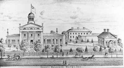 Print from the Illustrated Historical Atlas of the Ontario County Court House, Jail and Registry Office.