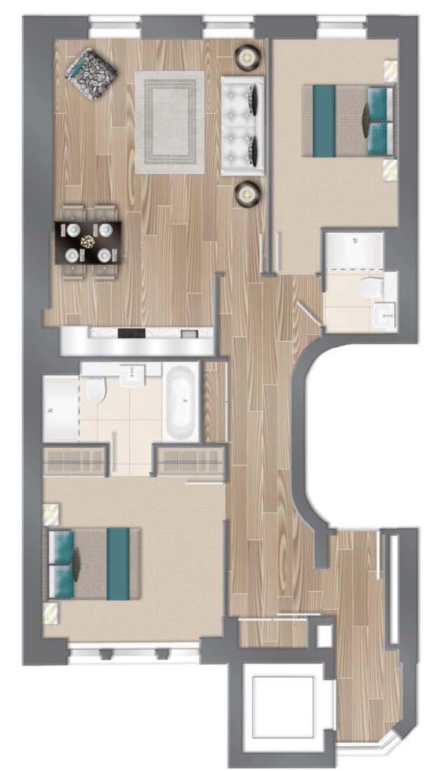 4 x 1.4m 24 2 x 4 6 Living/dining inc kitchen area 6.3 x 4.0m 20 7 x 13 0 Master bedroom 3.4 x 3.3m 11 2 x 10 10 Bedroom 2 4.2 x 2.