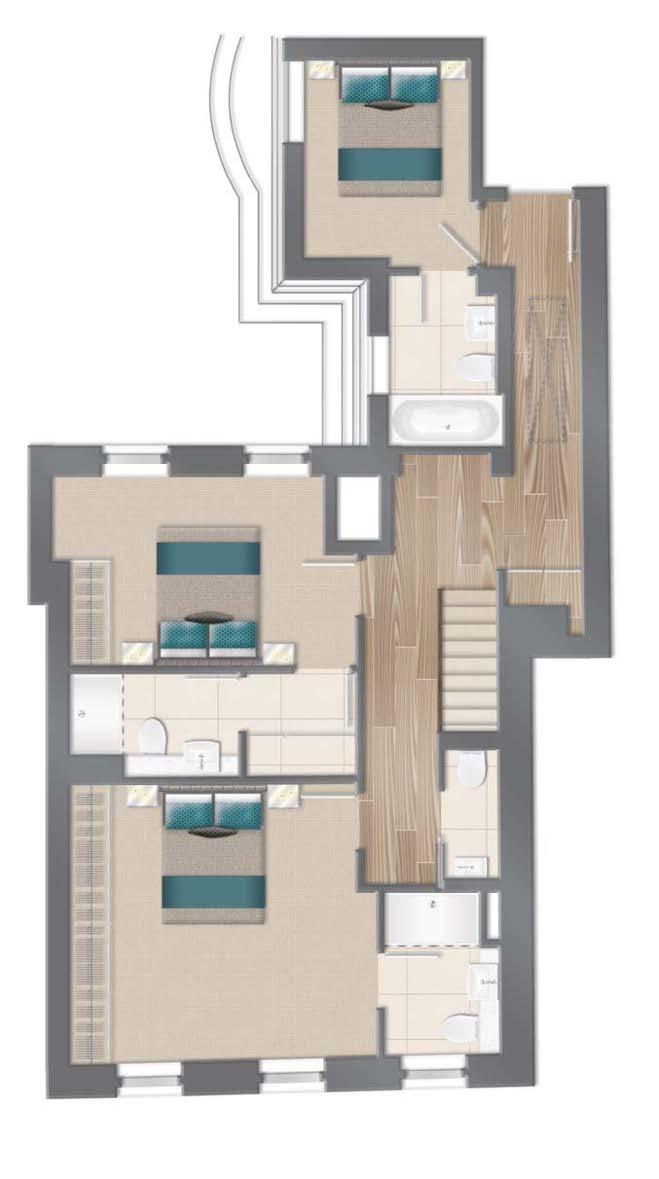 Master bedroom 6 6 Bedroom 2 Study area APARTMENT 6 4TH 5TH 3 Bedroom Duplex Penthouse 1 Bedroom 3 N 4TH