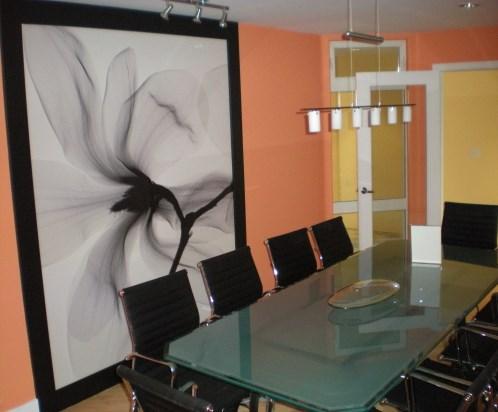 All offices have large windows and are furnished with