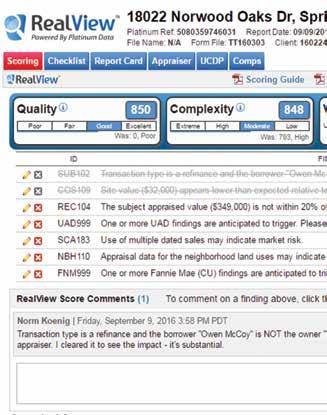 RealView AUTOMATED QC SYSTEM RealView is a revolutionary business rules engine that rapidly analyzes appraisals for compliance, completeness, and consistency versus appraisal industry guidelines and