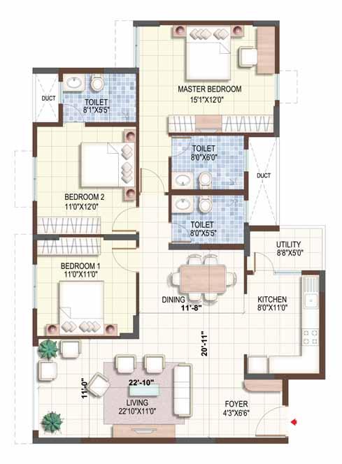 UNIT PLANS TYPE-A TYPE-B Furniture fixtures or fittings shown in the floor plan are not standard and will not be