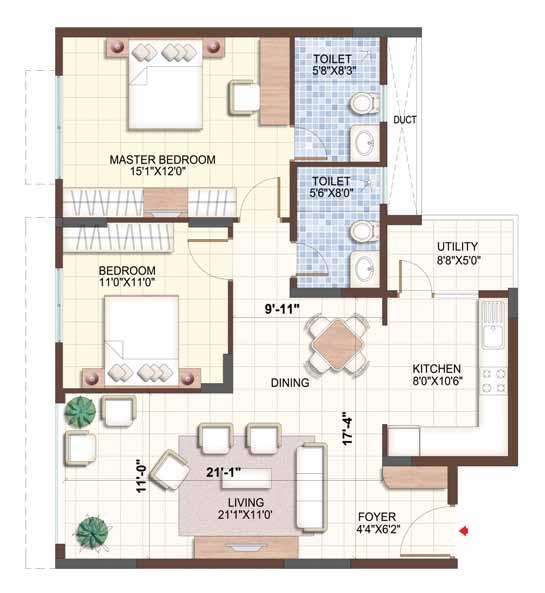 UNIT PLANS TYPE-C TYPE-D Furniture fixtures or fittings shown in the floor plan are not standard and will not be