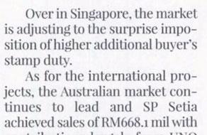 Page 3 of 5 Over in Singapore, the market is adjusting to the surprise imposition of higher additional buyer's stamp duty.