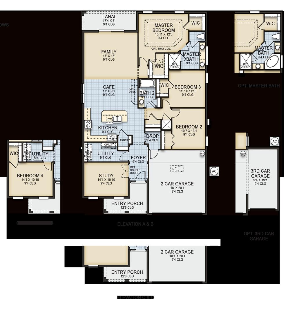 Margate II 3 beds 2 baths Study 2 car garage 1,966 living sq. ft. This plan is based on current development plans which are subject to change without notice.