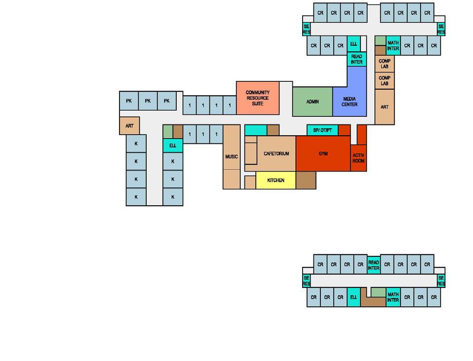 DESIGN OPTIONS Replace Waverley Building Option 3 (1019 Students) Entry Community Entry Entry Pros: Classroom wings clustered by primary and intermediate grades Common spaces centrally located