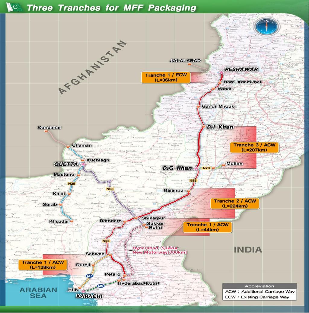 Figure 1: Location Map of the CAREC Corridors in Pakistan 2. Potential Involuntary Resettlement Impacts 13.