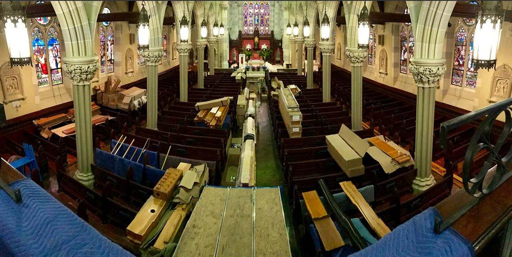 Reassembly of the Refurbished Pipe Organ: April 2017 The 30,000-piece pipe organ was purposefully arranged in the church pews