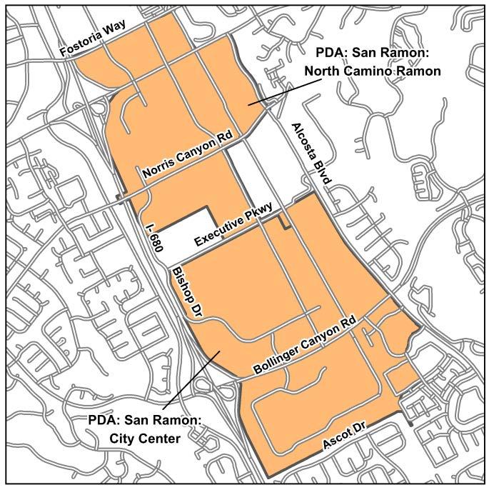 D-62 Contra Costa PDA Investment and Growth Strategy Update San Ramon City Center Suburban Center OVERVIEW The San Ramon City Center PDA, conveniently located adjacent to I-680, currently sits within