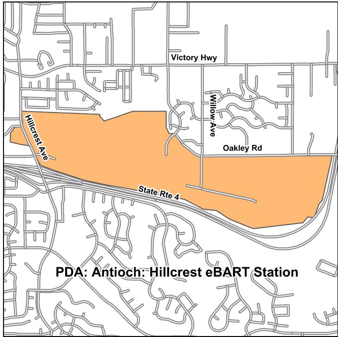 D-2 Contra Costa PDA Investment and Growth Strategy Update Antioch Hillcrest ebart Station Suburban Center OVERVIEW The Antioch Station Area is envisioned as a new transit-oriented neighborhood in