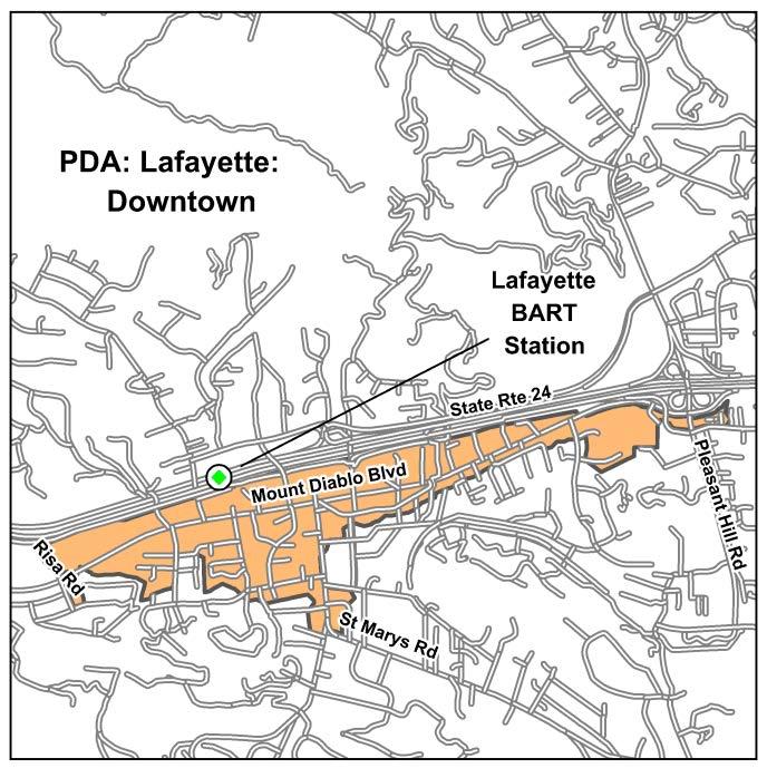 D-22 Contra Costa PDA Investment and Growth Strategy Update Lafayette Downtown Transit Neighborhood OVERVIEW Downtown Lafayette is a vibrant commercial and residential area extending along Mount