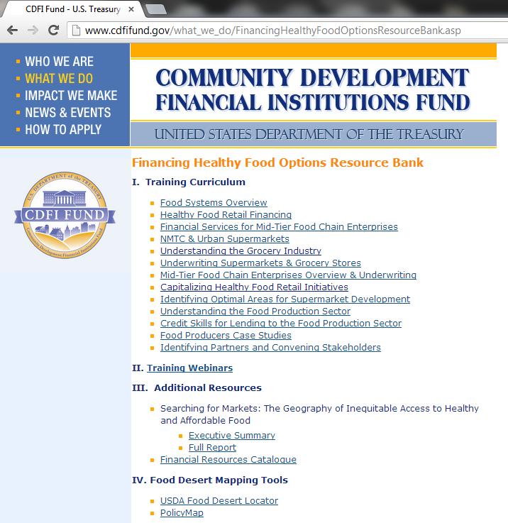 CDFI Fund Virtual Resource Bank http://www.cdfifund.