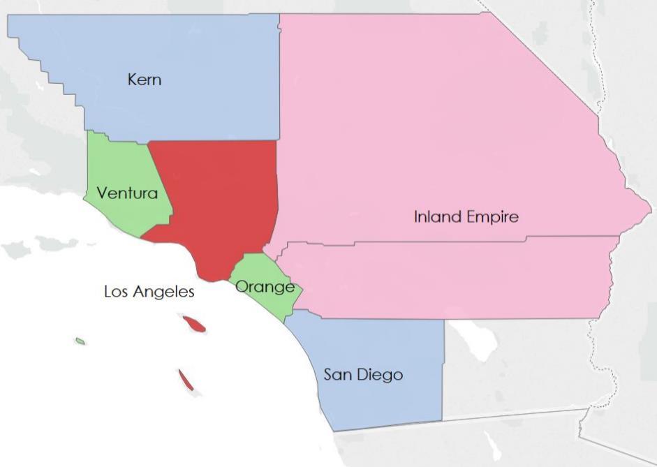 Los Angeles: Net Exit to Inland Empire and Kern County County Moved To/From Total Number Moved to Los Angeles County Total Number Moved from Los Angeles