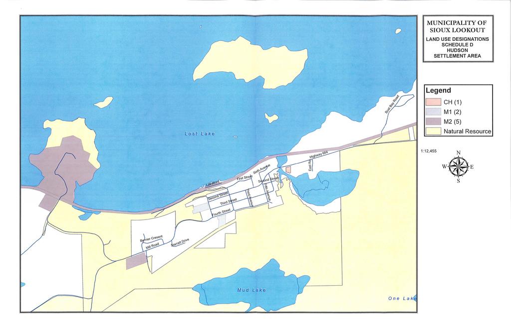 (} D MUNICIPALITY OF SIOUX LOOKOUT LAND USE DESIGNATIONS SCHEDULED HUDSON