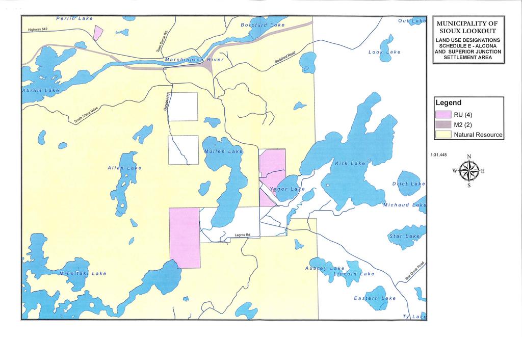 Highway 642 Perlin Lake MUNICIPALITY OF SIOUX LOOKOUT LAND USE DESIGNATIONS SCHEDULE E - ALCONA AND SUPERIOR JUNCTION