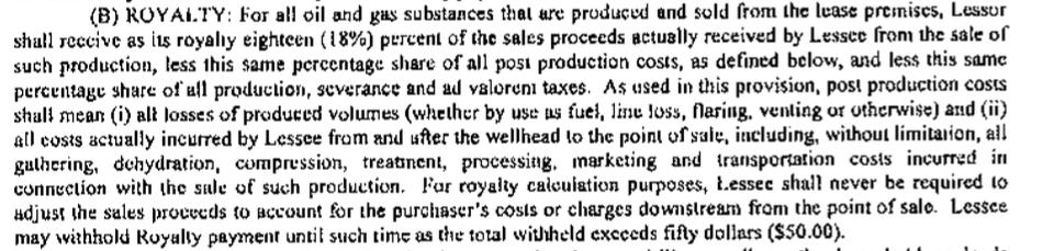Royalties comparing provisions A not-untypical Producers 88 ( Ecruacre" lease), 3: 3.