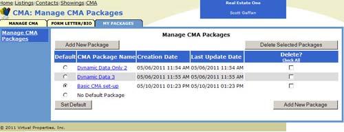 CMA: Manage CMA Packages To manage your saved packages, select the My Packages tab.