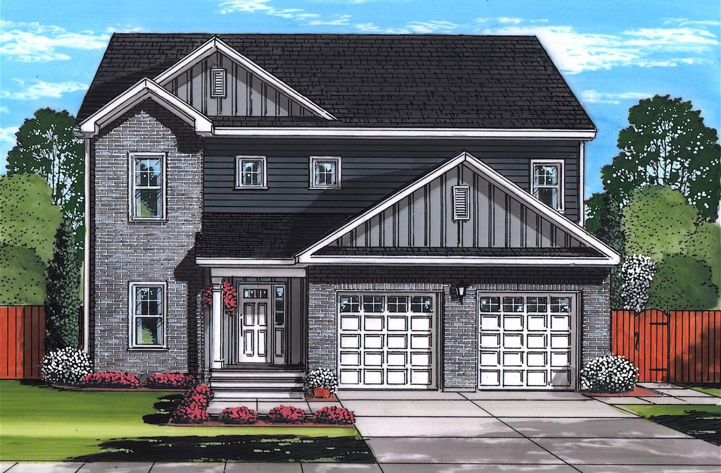 EXTERIOR PACKAGE FEATURES: 8 deep bump-out at home office and bedroom 2 with roof cap Large panelized roof dormer per elevation with vinyl board and batten siding and decorative rectangle vent 7/12