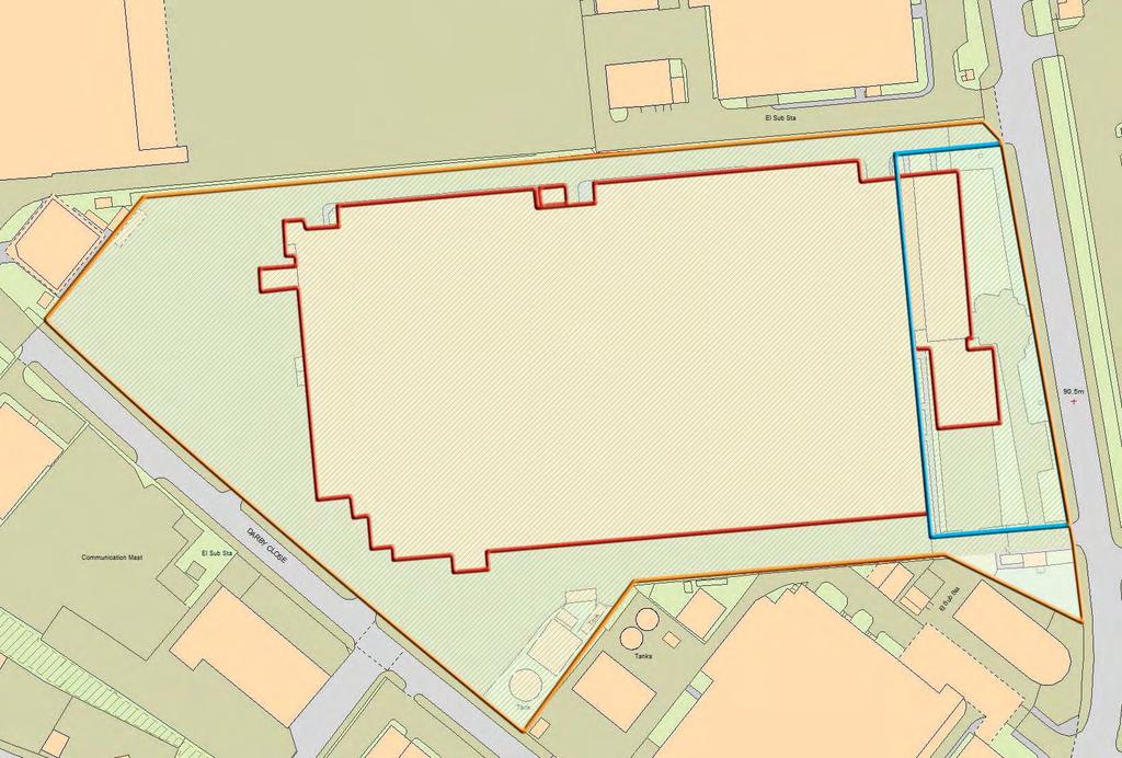Front redevelopment plot (marked