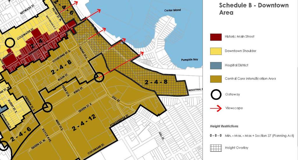 12 City of Orillia Official Plan The subject property is designated Downtown Area Downtown Shoulder The Official Plan encourages an array of housing and building types throughout the Downtown Area.